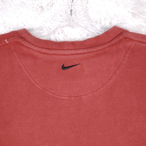 Vtg Nike Crewneck Sweatshirt Large Red Small Swoosh Y2K 2004 Shoulder Stripe OG - Picture 10 of 10